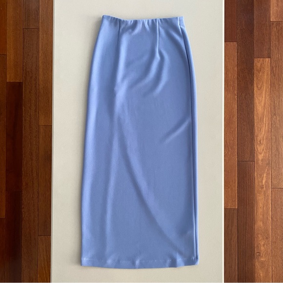 Abercrombie & Fitch Spring Summer Elevated Blue Slit Midi Skirt Women's Size XXS - Picture 13 of 13